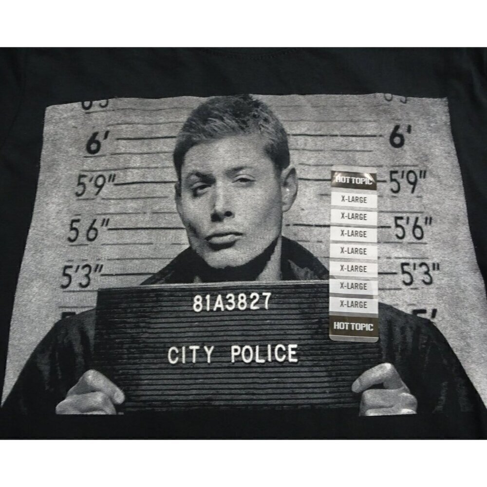 NWT Supernatural Black T-Shirt Dean Mugshot Size Youth X-Large NWT NEW - Picture 2 of 5
